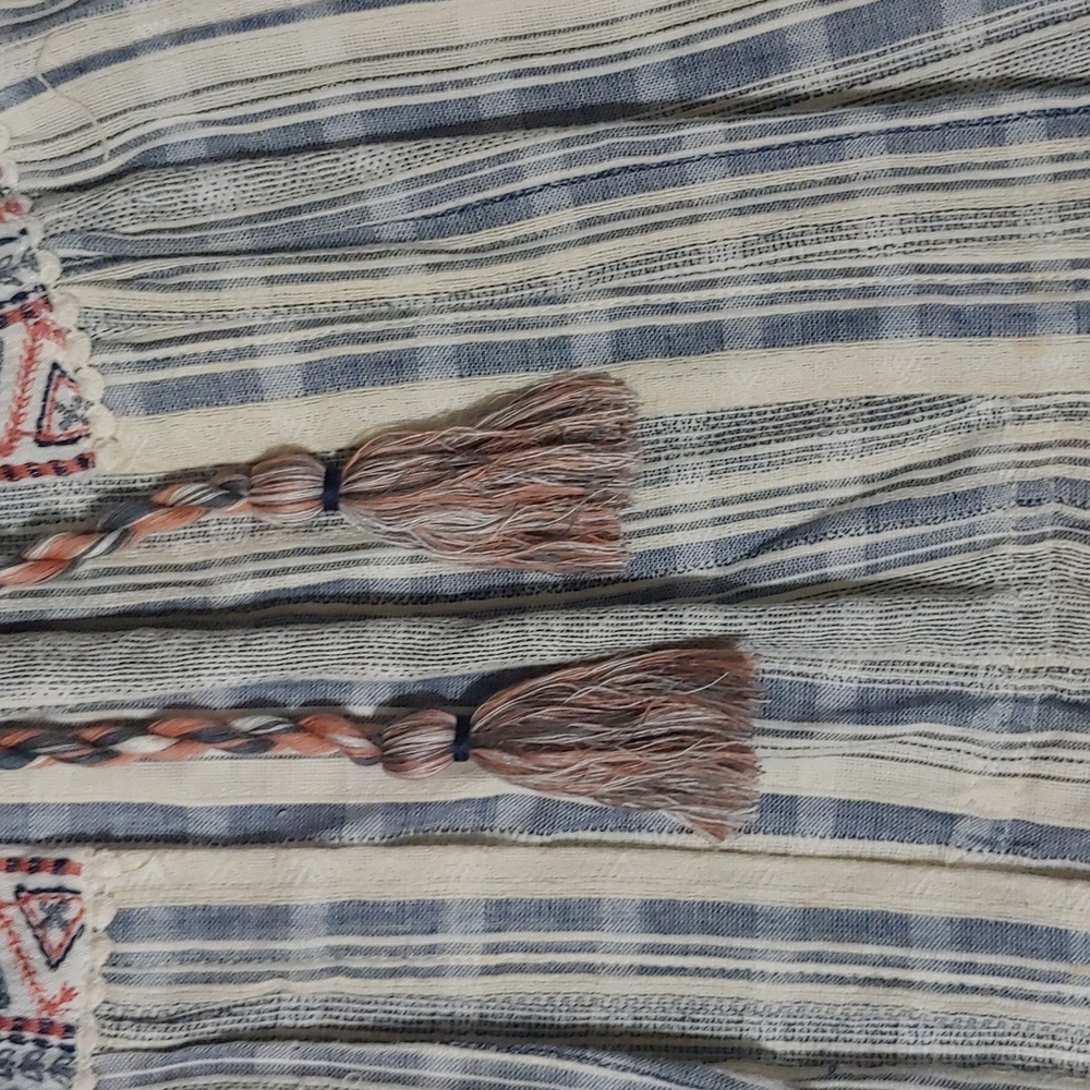 KNOX ROSE WOVEN LOOK STRIPES BOHO TOP WITH FRINGE - Picture 5 of 9